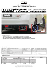 Load image into Gallery viewer, HKS SUPER TURBO MUFFLER Ti Subaru VAB WRX STI/VAG WRX S4 Catback HKS
