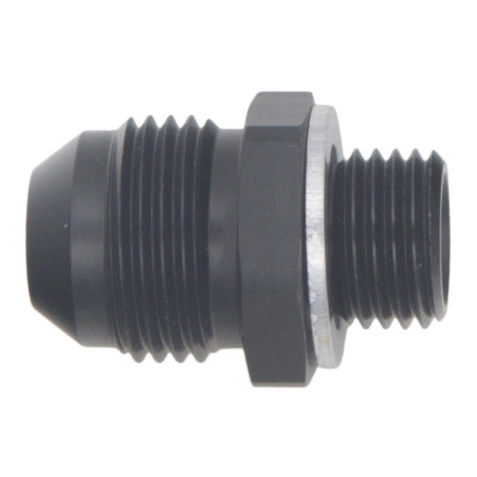DeatschWerks 8AN Male Flare to M14 X 1.5 Male Metric Adapter (Incl Washer) - Anodized Matte Black Fittings DeatschWerks