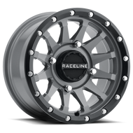 Raceline A95SG Trophy 14x7in / 4x156 BP / 10mm Offset / 132.5mm Bore - Grey & Black Lip Wheel | A95SG-47056+10