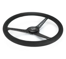 Load image into Gallery viewer, NRG Reinforced Stealth Wheel (380mm) 3 Spoke Center - 1in Deep Dish - Vegan Suede Red Stitch | RST-380-STL-SA
