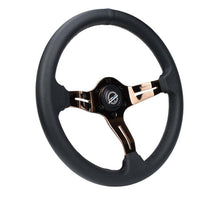 Load image into Gallery viewer, NRG Light Weight Gaming Steering Wheel - Spllitz 350mm 3 Rose Gold Spokes Slits - Leather | ST-010RG-PR
