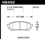 Hawk 2006-2006 Saab 9-2X 2.5i HPS 5.0 Rear Brake Pads Brake Pads - Performance Hawk Performance   