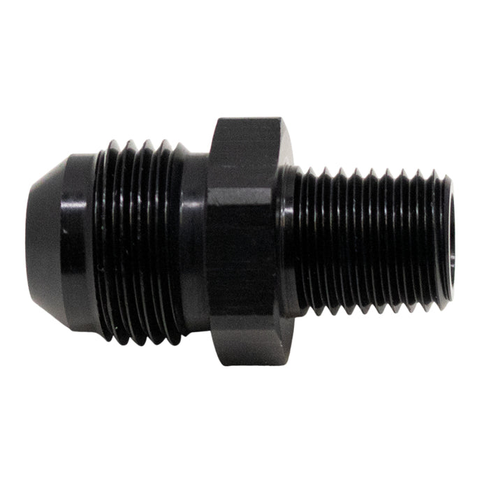 DeatschWerks 8AN Male Flare to 1/4in Male NPT Adapter - Anodized Matte Black Fittings DeatschWerks