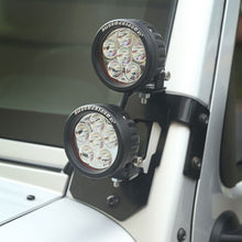 Load image into Gallery viewer, Rugged Ridge 07-18 Jeep Wrangler JK Semi-Gloss Black Round A-Pillar LED Light Mount Kit Rugged Ridge
