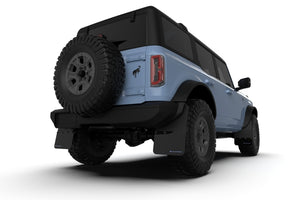 Rally Armor 21-22 Ford Bronco (Plstc Bmpr + RB - NO Rptr/Sprt) Blk Mud Flap w/Met. Blk Logo Mud Flaps Rally Armor   