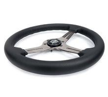 Load image into Gallery viewer, NRG Light Weight Gaming Steering Wheel - 350mm 3 Black Chrome Silver Spokes Perforated Leather | ST-018BC-PR
