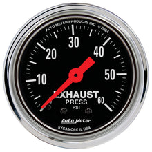 Load image into Gallery viewer, AutoMeter Gauge Exhaust Pressure 2-1/16in. 60 PSI Mechanical Traditional Chrome | 2415
