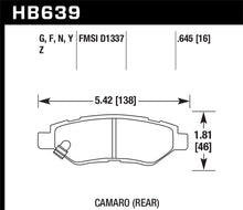 Load image into Gallery viewer, Hawk 10-15 Chevrolet Camaro 3.6L / 08-14 Cadillac CTS (w/JE5/J55 Brakes) DTC-60 Race Rear Brake Pads Brake Pads - Racing Hawk Performance   
