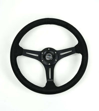 Load image into Gallery viewer, NRG Reinforced Micro Suede Racing Steering Wheel 350mm / 2.5in Deep / 4mm Matte Black Spoke | RST-030SA
