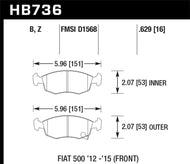 Hawk 12-16 Fiat 500 Performance Ceramic Street Front Brake Pads Brake Pads - Performance Hawk Performance   