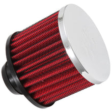 Load image into Gallery viewer, K&amp;N Rubber Base Chrome Top Push-In Crankcase Vent Filter 3in OD x 2-1/2in H.
