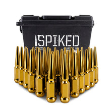 Load image into Gallery viewer, Mishimoto Mishimoto Steel Spiked Lug Nuts M14 x 1.5 32pc Set Gold Lug Nuts Mishimoto   

