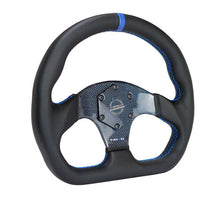 Load image into Gallery viewer, NRG Carbon Fiber Steering Wheel (320mm) Blue CF Center w/Blue Stitch Blue Center Mark Flat Bottom | RST-024CF/BL
