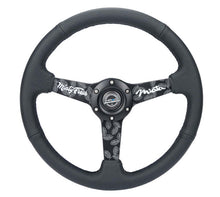 Load image into Gallery viewer, NRG Reinforced Black Perforated Leather Steering Wheel 350mm / 1.5in Deep w/ Goal Digger Blk Stitch | RST-037MB-BGD-R
