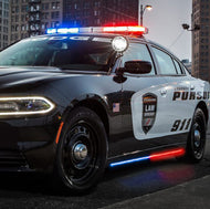 Putco 11-23 Dodge Charger Police Pursuit Blade Rocker Sideliners - Blue & White w/ White Override Light Mounts Putco