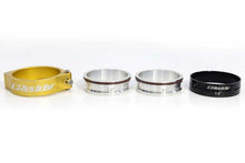 Load image into Gallery viewer, GReddy 3.5 Inch Gold Anodized Aluminum Boost Tube Clamp Set | 22420350
