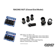 Load image into Gallery viewer, Rays 17HEX Racing Nut 12x1.5 Set L48 (Closed End) (4 PCS) - Black Chromate
