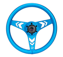 Load image into Gallery viewer, NRG Aluminum Steering Wheel 330mm - Arow Cutout - Ergonomic Grip - Anadized Blue | RST-070-BL
