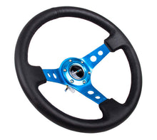 Load image into Gallery viewer, NRG Reinforced Steering Wheel (350mm/3in. Deep) White Leather w/Blk Spoke/Round Holes/White Stripes | RST-006BK-WT-B
