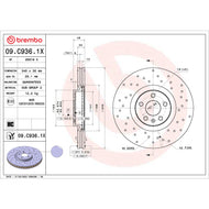 Brembo 16-24 Volvo XC90 / 18-24 XC60 Front Premium Xtra Cross Drilled UV Coated Rotor | 09.C936.1X