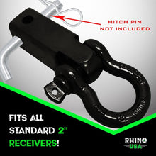 Load image into Gallery viewer, Rhino USA Shackle Hitch Receiver W/ D-Ring (Black) Shackle Kits Rhino USA
