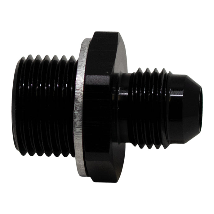 DeatschWerks 6AN Male Flare to M18 X 1.5 Male Metric Adapter (Incl Washer) - Anodized Matte Black Fittings DeatschWerks