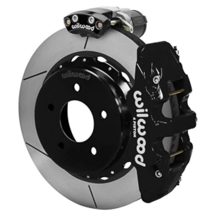 Wilwood 88-98 GM C1500 Aero4 Rear Electronic Parking Brake Kit 14in Rotor 3.25in Offset - Blk Wilwood