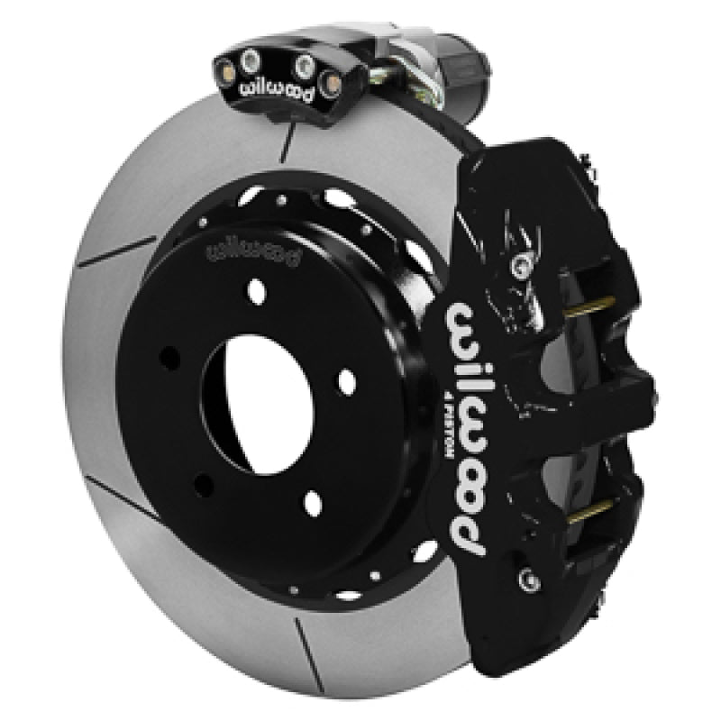 Wilwood 88-98 GM C1500 Aero4 Rear Electronic Parking Brake Kit 14in Rotor 3.25in Offset - Blk Wilwood