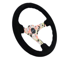 Load image into Gallery viewer, NRG Reinforced Steering Wheel (350mm / 3in. Deep) Blk Suede Floral Dipped w/ Blk Baseball Stitch Steering Wheels NRG
