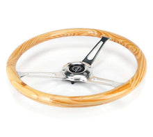 Load image into Gallery viewer, NRG Reinforced Steering Wheel (380mm) Light Wood Grain w/3-Spoke Center Shinny Chrome | RST-380RG
