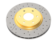 DBA 01-07 Toyota Corolla Front Drilled & Slotted Street Series Rotor w/Gold Hat | DBA712X