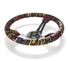 Load image into Gallery viewer, NRG Reinforced Steering Wheel R Litteral Sig 3in Deep/5mm Chrm Spk - Blk Alc w/ Red Stitch | RST-018CH-RLB
