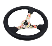 Load image into Gallery viewer, NRG Reinforced Steering Wheel (350mm / 3in. Deep) Blk Leather Floral Dipped w/ Blk Baseball Stitch Steering Wheels NRG
