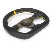 Load image into Gallery viewer, NRG Carbon Fiber Steering Wheel (320mm) Blue CF Center w/Blue Stitch Blue Center Mark Flat Bottom | RST-024CF/BL
