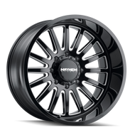 Mayhem 8114 Utopia 22x12 / 6x139.7 BP / -44mm Offset / 106mm Hub Black w/ Milled Spokes Wheel | 8114-22283BM