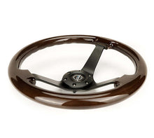 Load image into Gallery viewer, NRG Reinforced Steering Wheel (350mm) Dark Wood Grain - 3in Deep - Black 3-Spoke Center | RST-036BK-BKW
