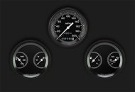 Classic Instruments AutoCross Gray 3 3/8" Speedo & 2 Duals with Black Low Step Bezel Flat Glass Lens AX04GBLF