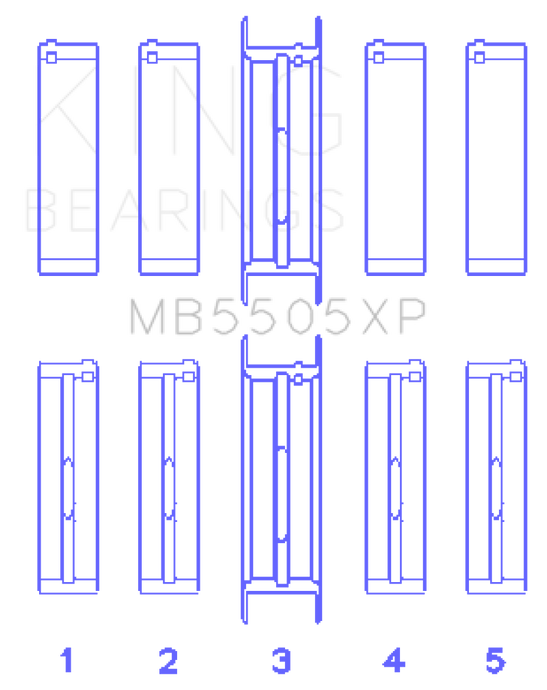 King Ford V8 351ci 5.8L / 400ci 6.6L 16V (Size .001) Main Bearing Set Bearings King Engine Bearings   