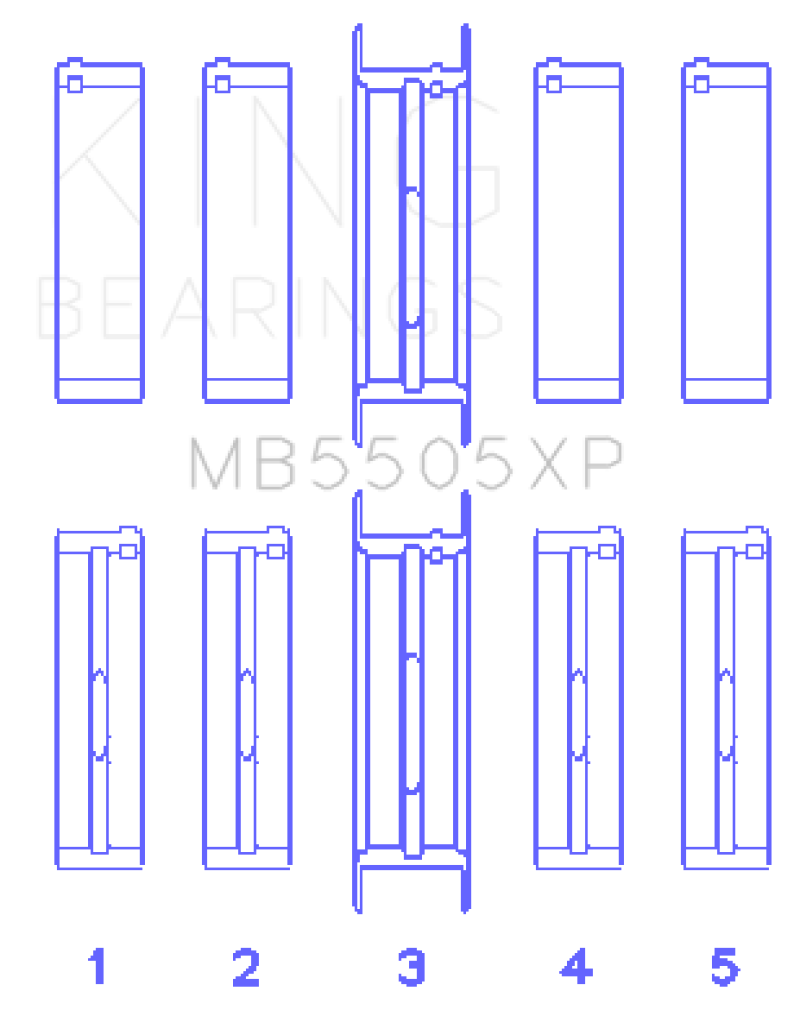 King Ford V8 351ci 5.8L / 400ci 6.6L 16V (Size .001) Main Bearing Set Bearings King Engine Bearings   