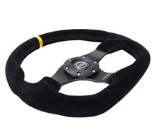 Load image into Gallery viewer, NRG Reinforced Steering Wheel (320mm) Sport Suede Flat Bottom w/ Yellow Center Mark | RST-024MB-S-Y
