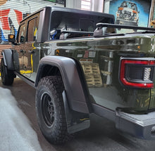 Load image into Gallery viewer, Rally Armor 19-23 Jeep JT Gladiator Mojave/Rubicon Black Mud Flap w/ Metallic Black Logo Mud Flaps Rally Armor   

