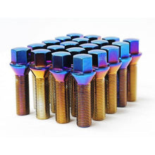 Load image into Gallery viewer, Wheel Mate Mevius Lug Bolt Set of 20 - Blue Neon 14x1.50 50mm Cone 60 DEG TAP
