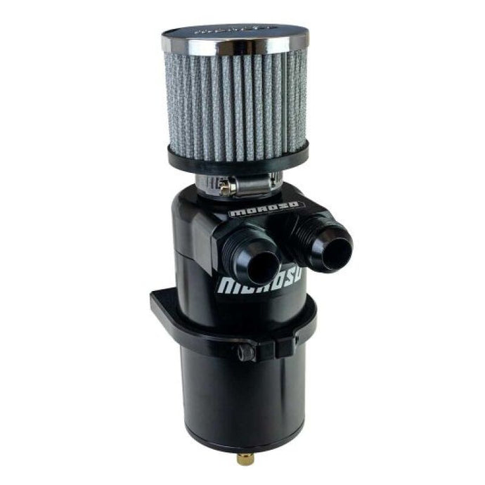Moroso Dual Inlet -12AN Billet Breather Tank Catch Can - Black Moroso