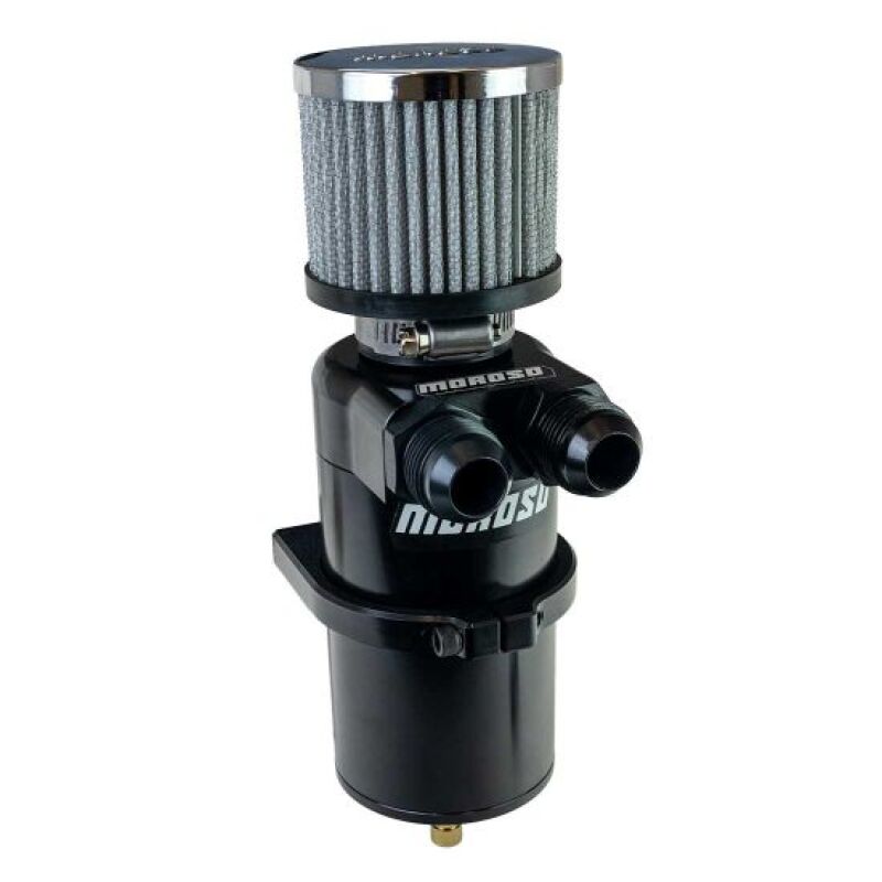 Moroso Dual Inlet -12AN Billet Breather Tank Catch Can - Black Moroso