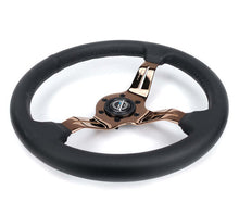 Load image into Gallery viewer, NRG Light Weight Gaming Steering Wheel - Spllitz 350mm 3 Rose Gold Spokes Slits - Leather | ST-010RG-PR
