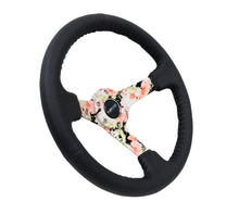 Load image into Gallery viewer, NRG Reinforced Steering Wheel (350mm / 3in. Deep) Blk Leather Floral Dipped w/ Blk Baseball Stitch Steering Wheels NRG
