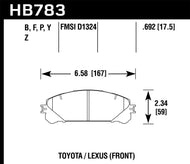 Hawk 08-16 Toyota Highlander LTS Street Front Brake Pads Brake Pads - OE Hawk Performance   
