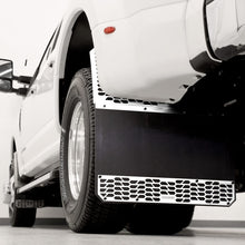 Load image into Gallery viewer, Putco 11-16 Ford SuperDuty Dually - (Fits Rear) - Set of 2 Mud Skins - Polished SS w/ Hex Shield Mud Flaps Putco
