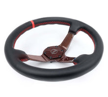 Load image into Gallery viewer, NRG Carbon Fiber Steering Wheel 350mm 3in Deep Red Carbon Fiber Red Stiching Red Center Mark Leather | RST-036CF-RD
