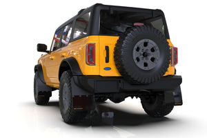 Rally Armor 21-22 Ford Bronco (Plstc Bmpr + RB - NO Rptr/Sprt) Blk Mud Flap w/Cy Orange Logo Mud Flaps Rally Armor   